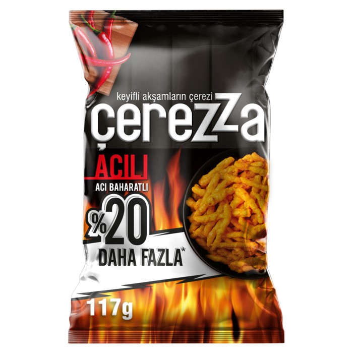 Çerezza Mısır Cipsi Acı Baharatlı Süper Boy 117 Gr