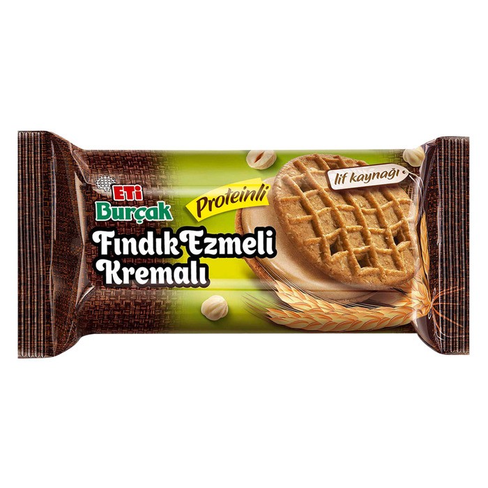 Eti Bisküvi Burçak Fındık Ezmeli Kremalı Proteinli 158 Gr