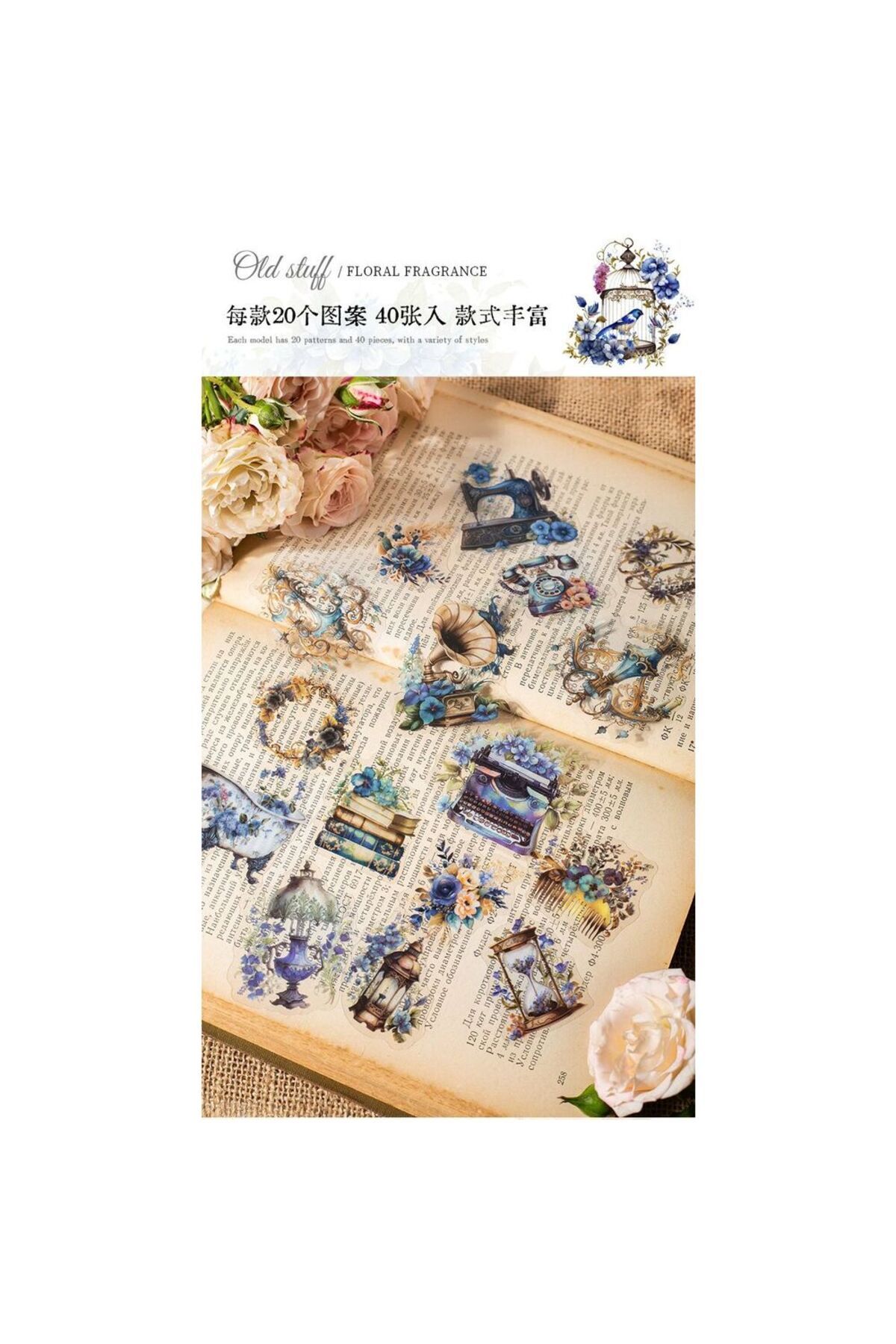 L2-40 adet vintage PET Sticker - Numara : 6