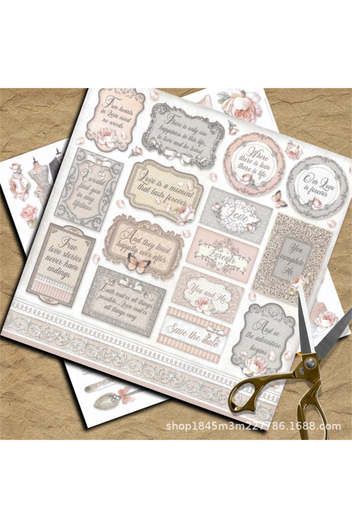 E6-12 sayfa düğün scrapbook kâğıt 50