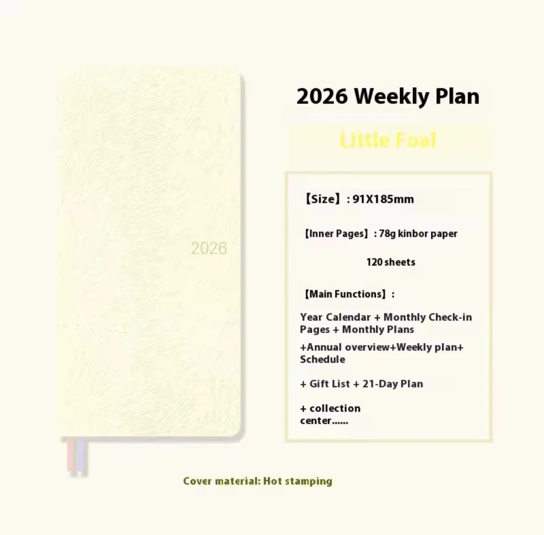 Kinbor 2026 weeks defter beyaz