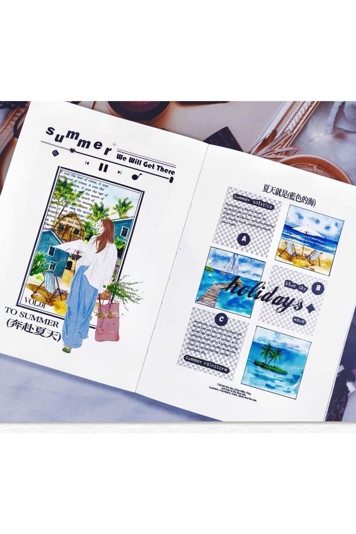 K7-100cm yaz temalı kendinden kesimli PET Tape the Washitape shop