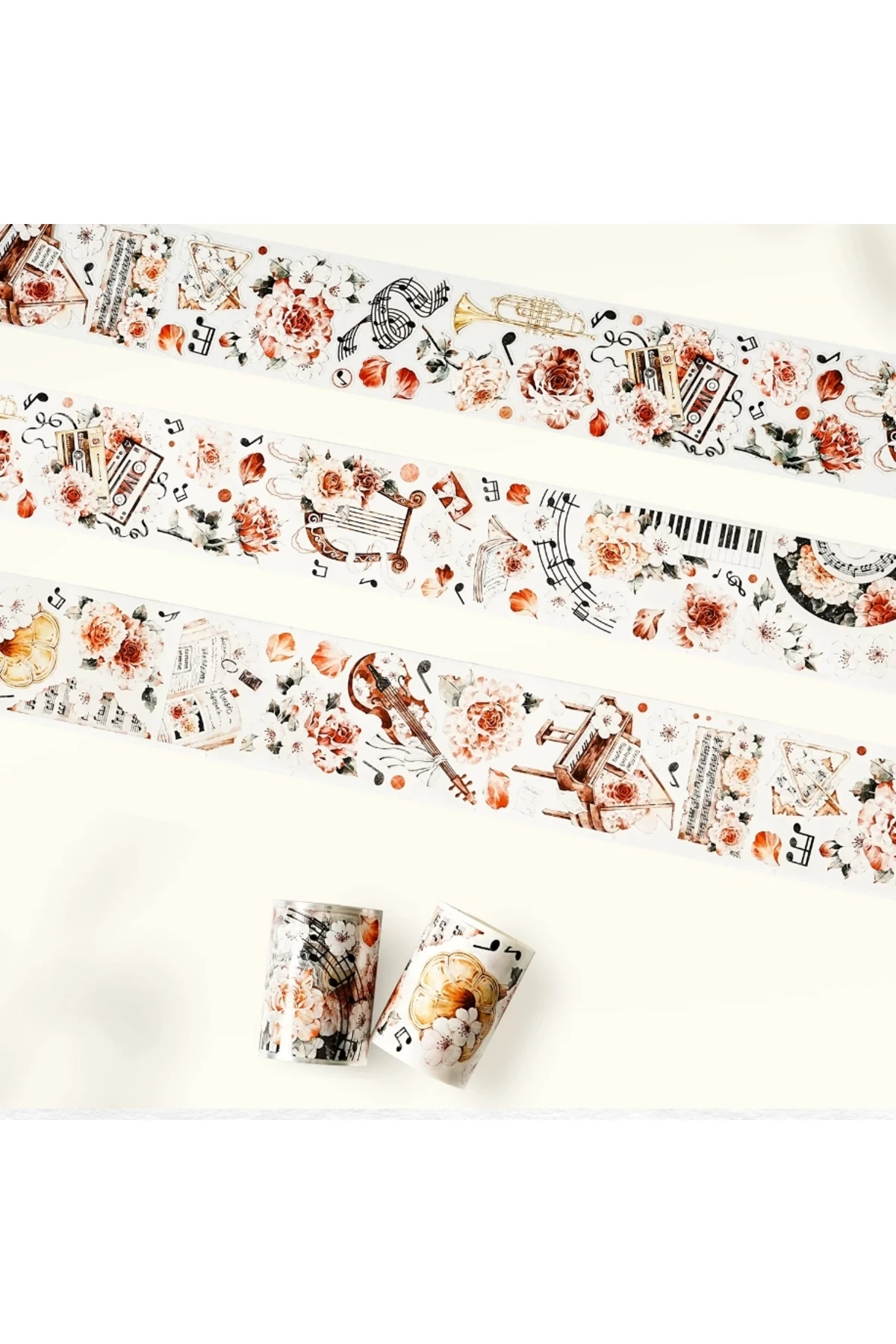 K11-100cm kendinden kesimli müzik ve çiçek PET Tape the Washitape shop