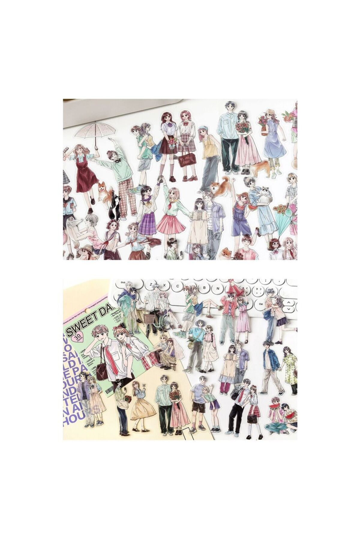L2-30 adet tatli kız PET Sticker - Numara : 4