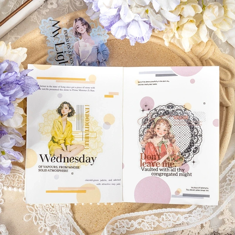 O17-10 adet kız kolaj PET sticker