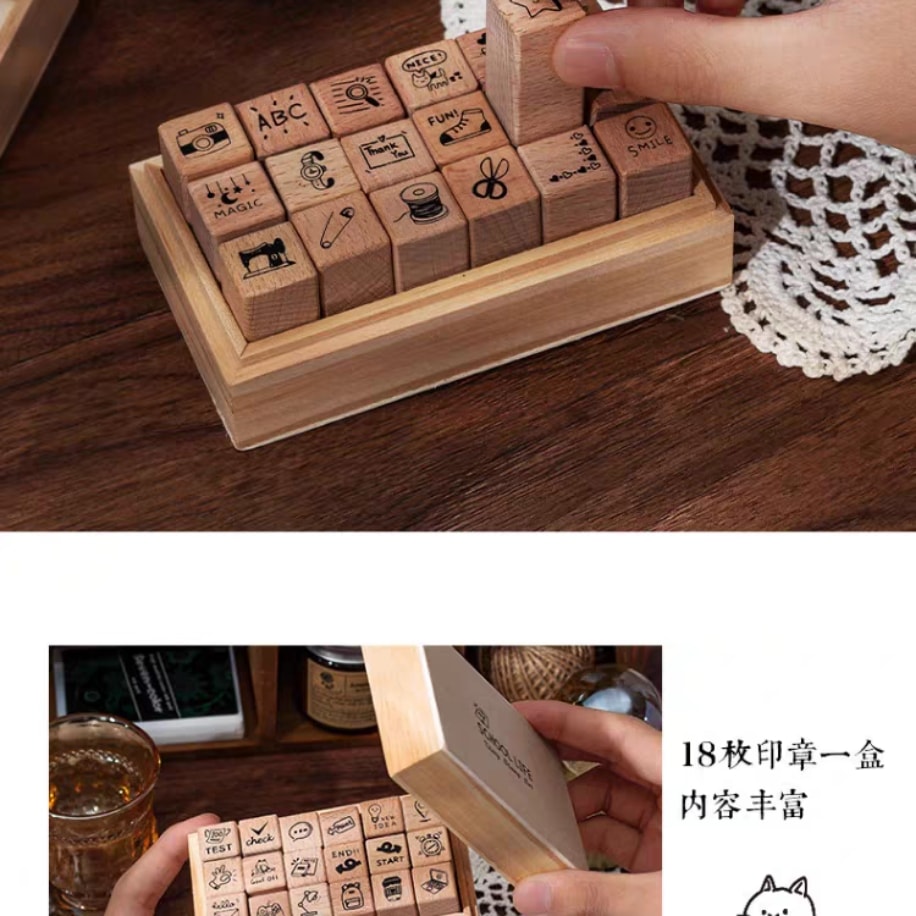 18 adet mini stamp seti