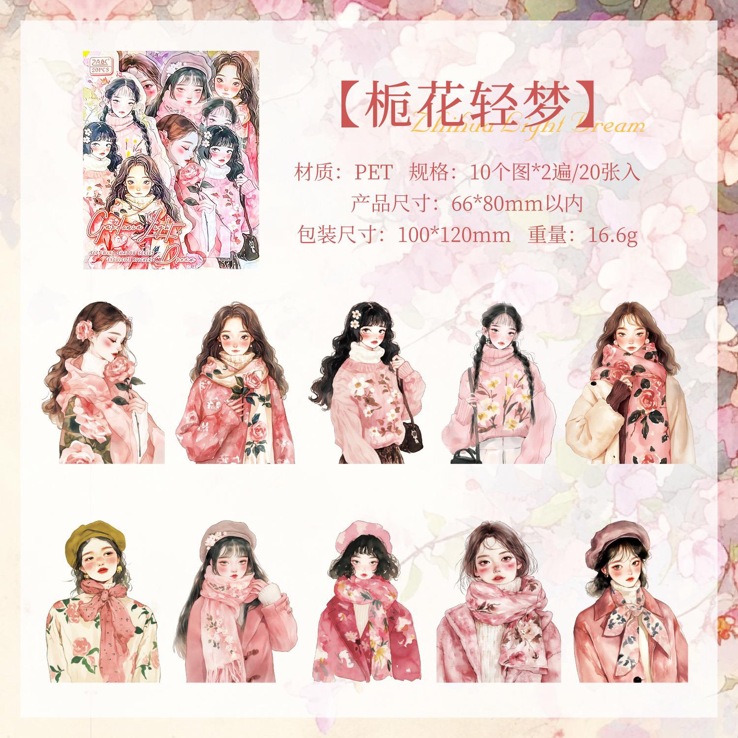 B27-66x80mm 20 adet pembe temalı kızlar pet sticker