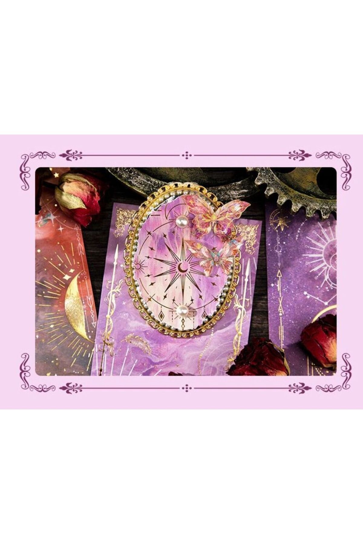 E1-15 sayfa Celestial yaldızlı Scrapbook kağıt - Numara : 2
