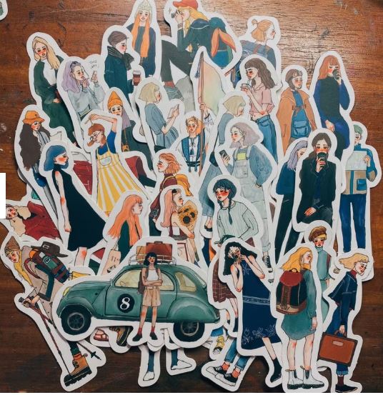 S25-La dolce vita 30 adet  A faraway journey tin box sticker set