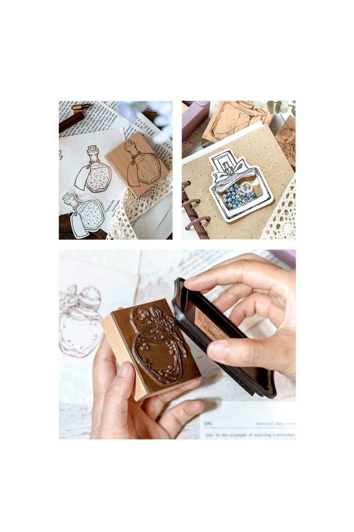 1 adet şişe ahşap stamp - Numara : 3