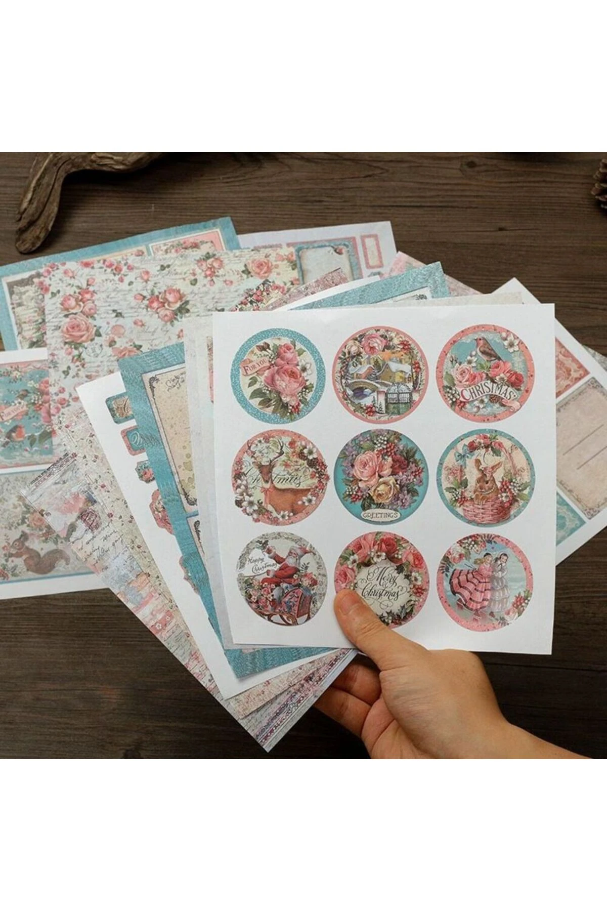 E5-15 sayfa yıl başı temalı scrapbook kâğıt 16