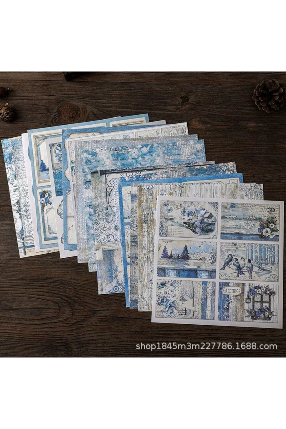 E6-15 sayfa mavi dunya scrapbook kâğıt 32