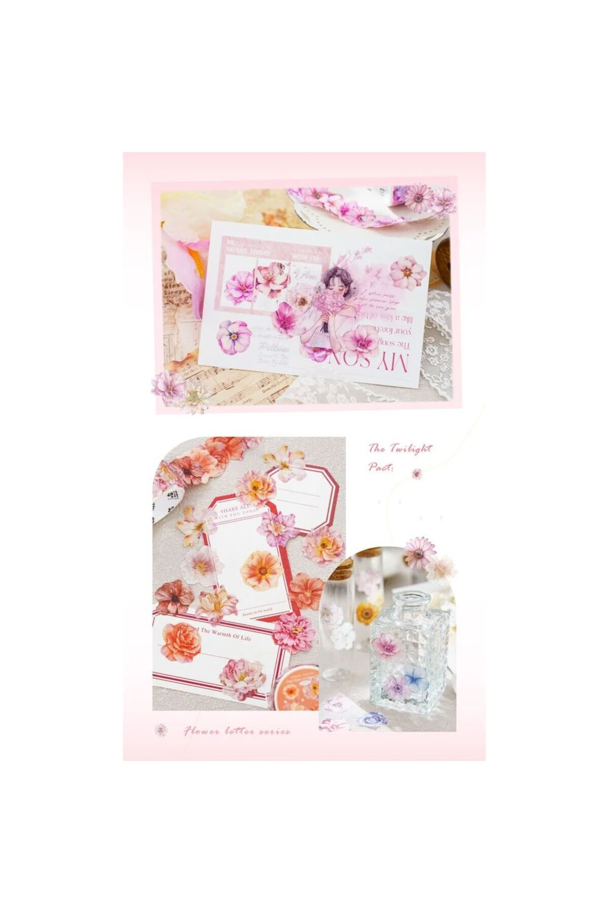 G11-100 adet çiçek washi sticker - Renk : Sarı