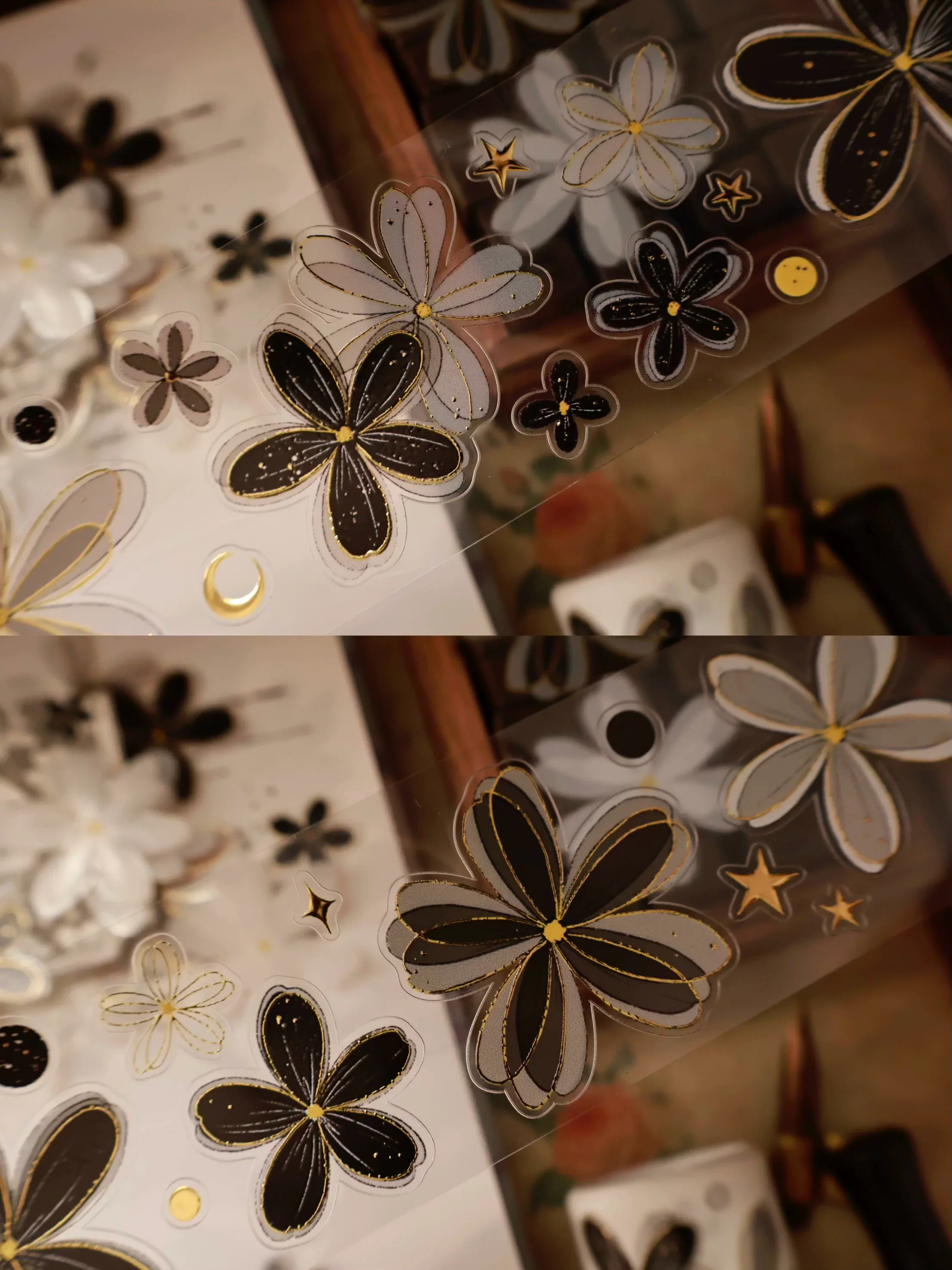 L16-YiEr 100cm siyah çiçek kendinden kesimli PET Tape