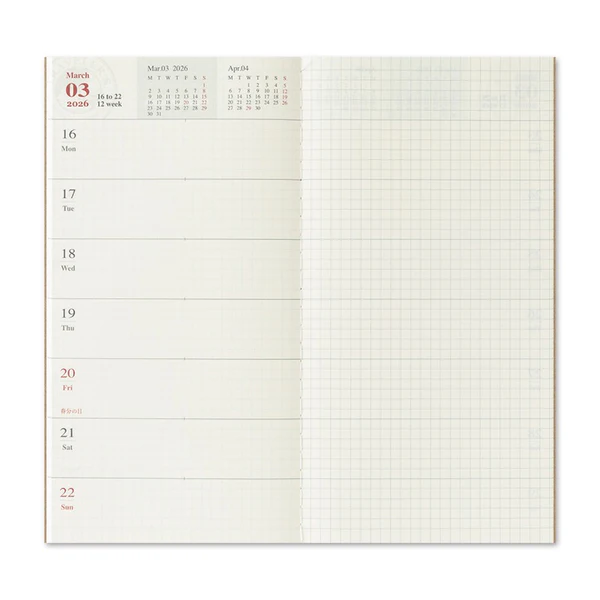 2026 Traveler's Notebook Refill - Standart Size - Weekly + Memo
