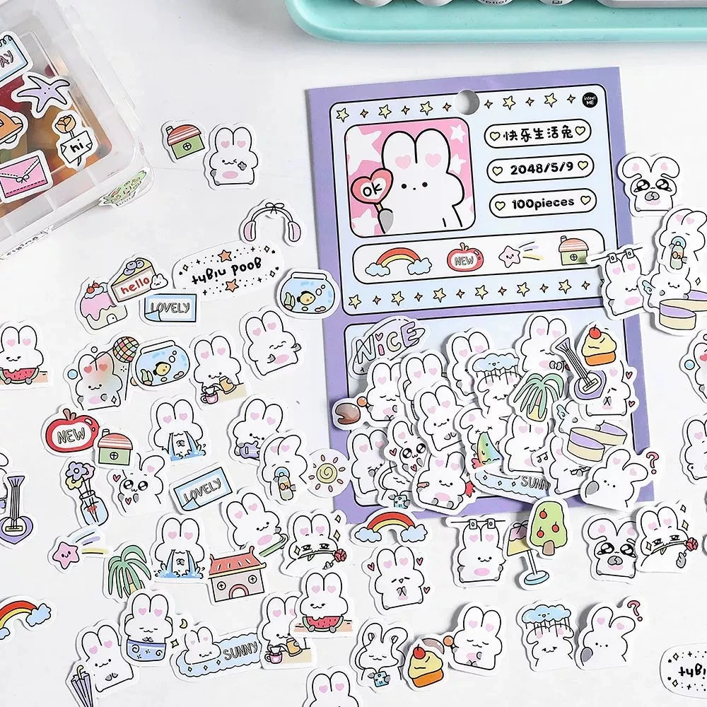 W5-100 adet mini kawaii hayvan sticker