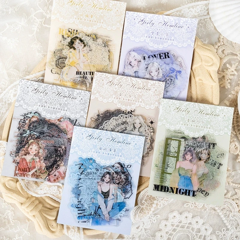 O17-10 adet kız kolaj PET sticker