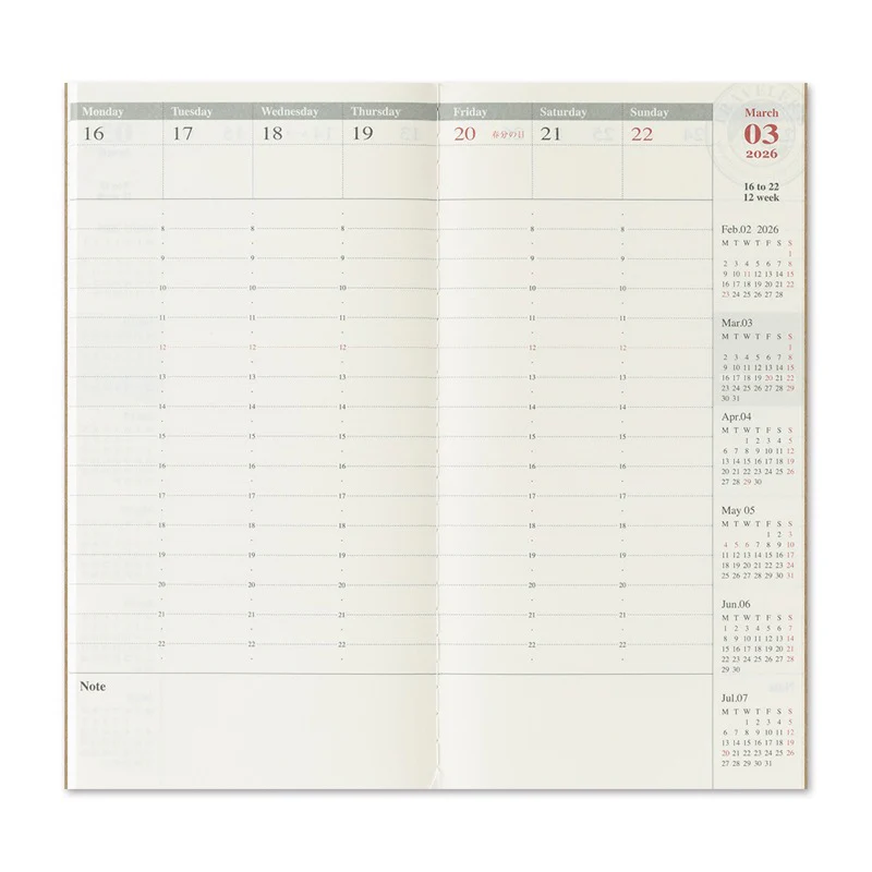 2026 Traveler's Notebook Refill - Standart Size - Weekly Vertical