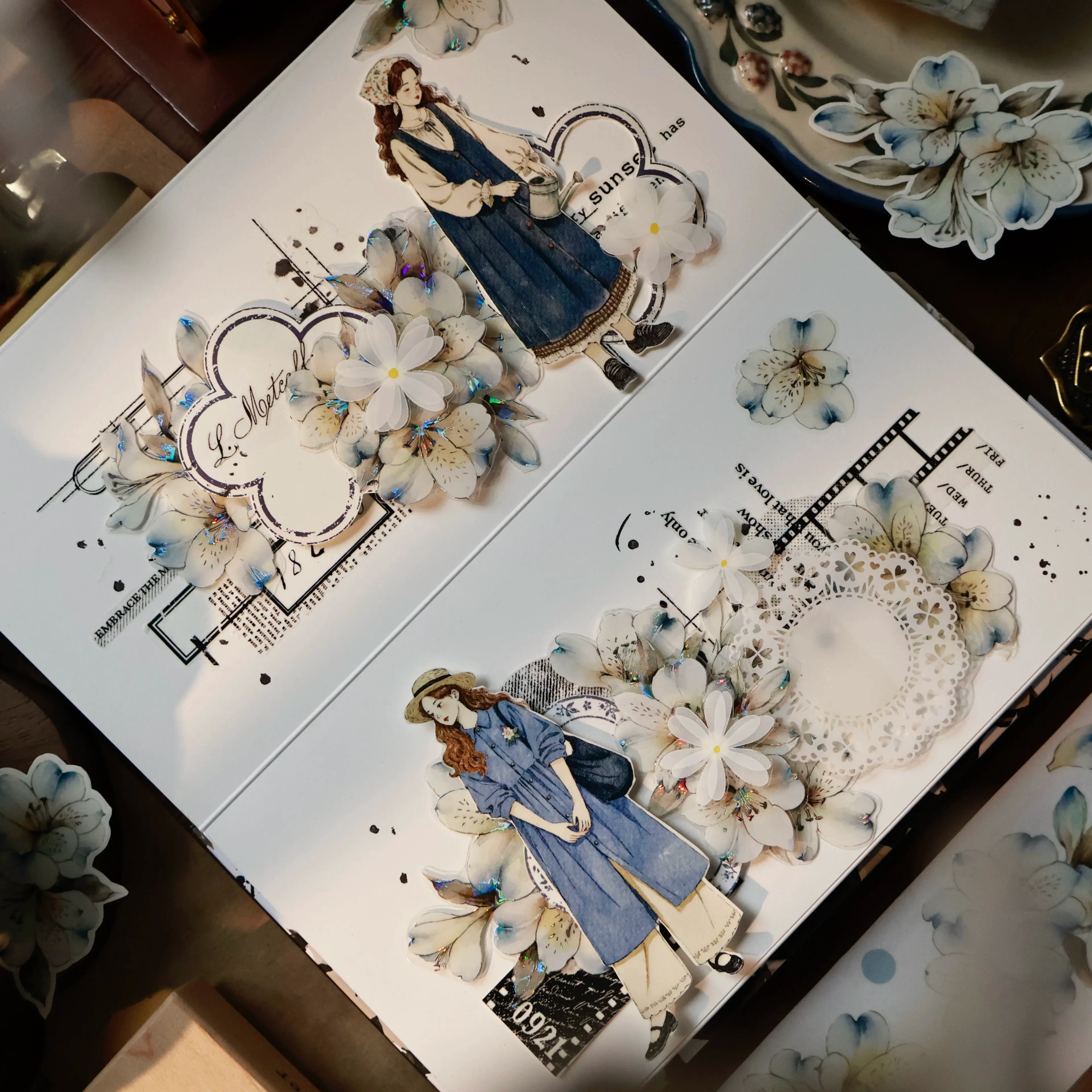 L7-YiEr 120cm beyaz çiçek kendinden kesimli PET Tape