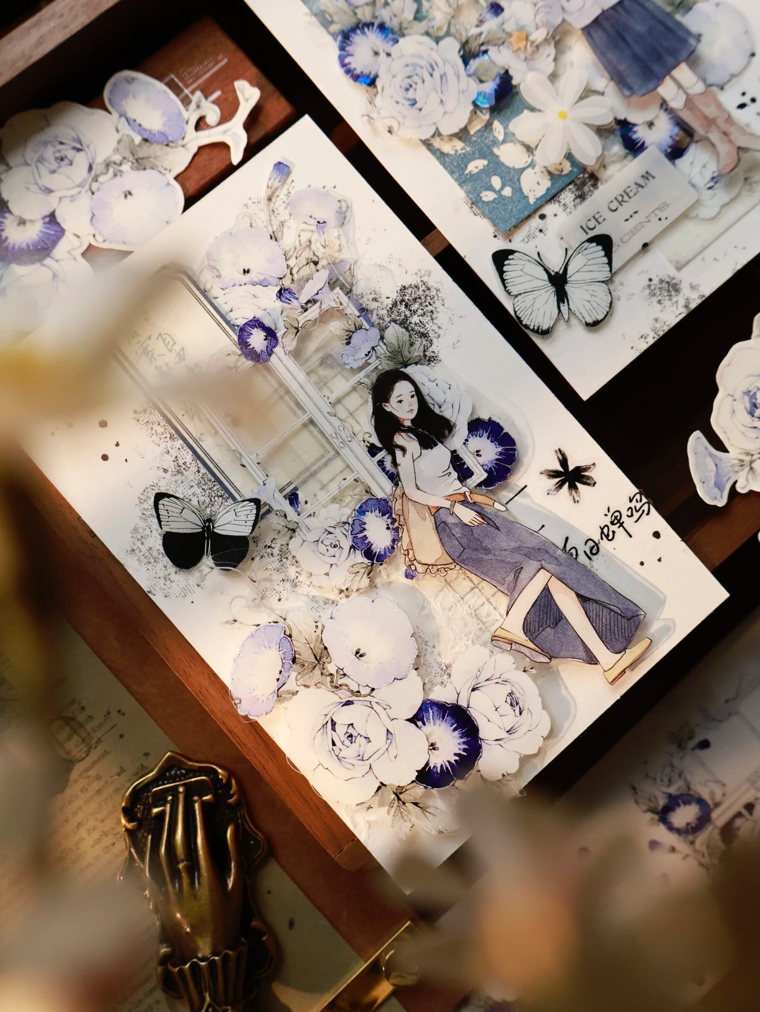 L11-YiEr 120cm mavi sabah sefası ve gül kendinden kesimli PET Tape