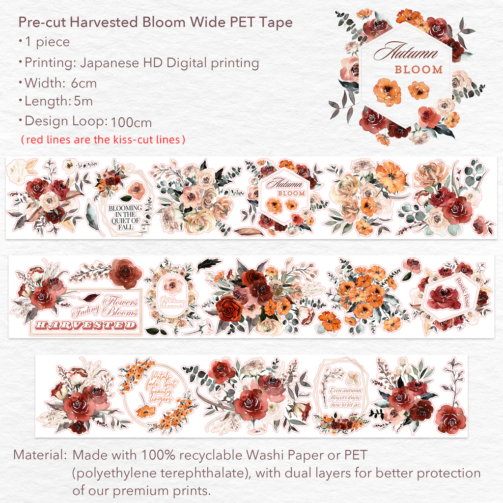 K12-100cm harvest bloom kendinden kesimli PET Tape 