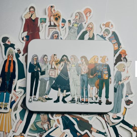 S25-La dolce vita 30 adet  A faraway journey tin box sticker set