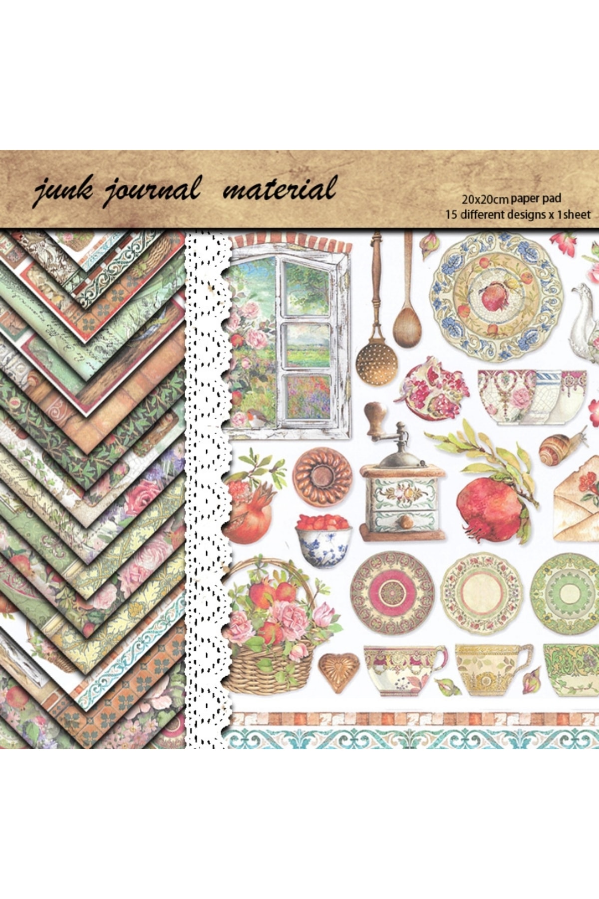 E6-15 sayfa çiçekli scrapbook kâğıt 44