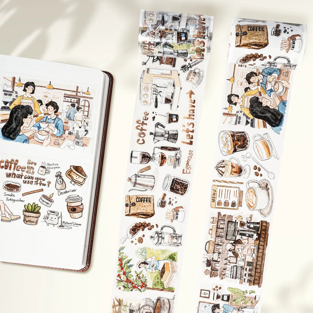 K13-100cm kendinden kesimli Life of Coffee PET Tape