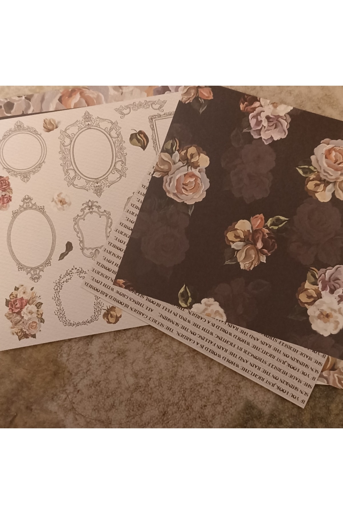 12 sayfa 15x15cm cicek scrapbook kağıt