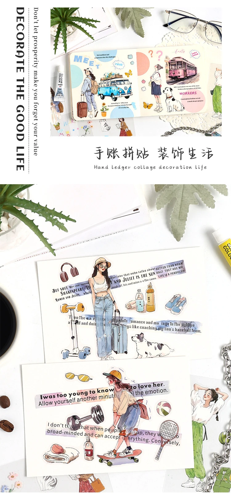 U4-20 sayfa kızler PET Sticker kitabı 