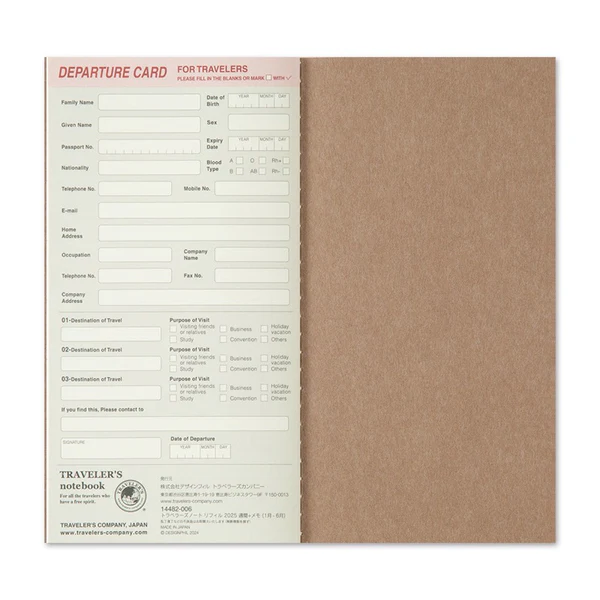 2026 Traveler's Notebook Refill - Standart Size - Weekly + Memo