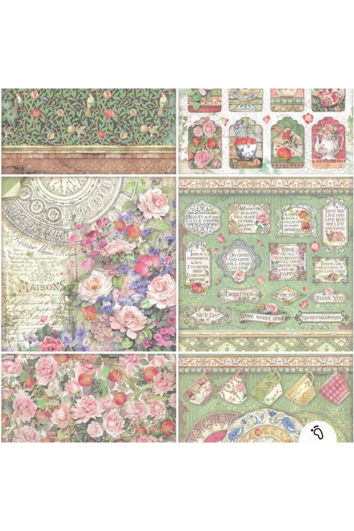 E6-15 sayfa çiçekli scrapbook kâğıt 44
