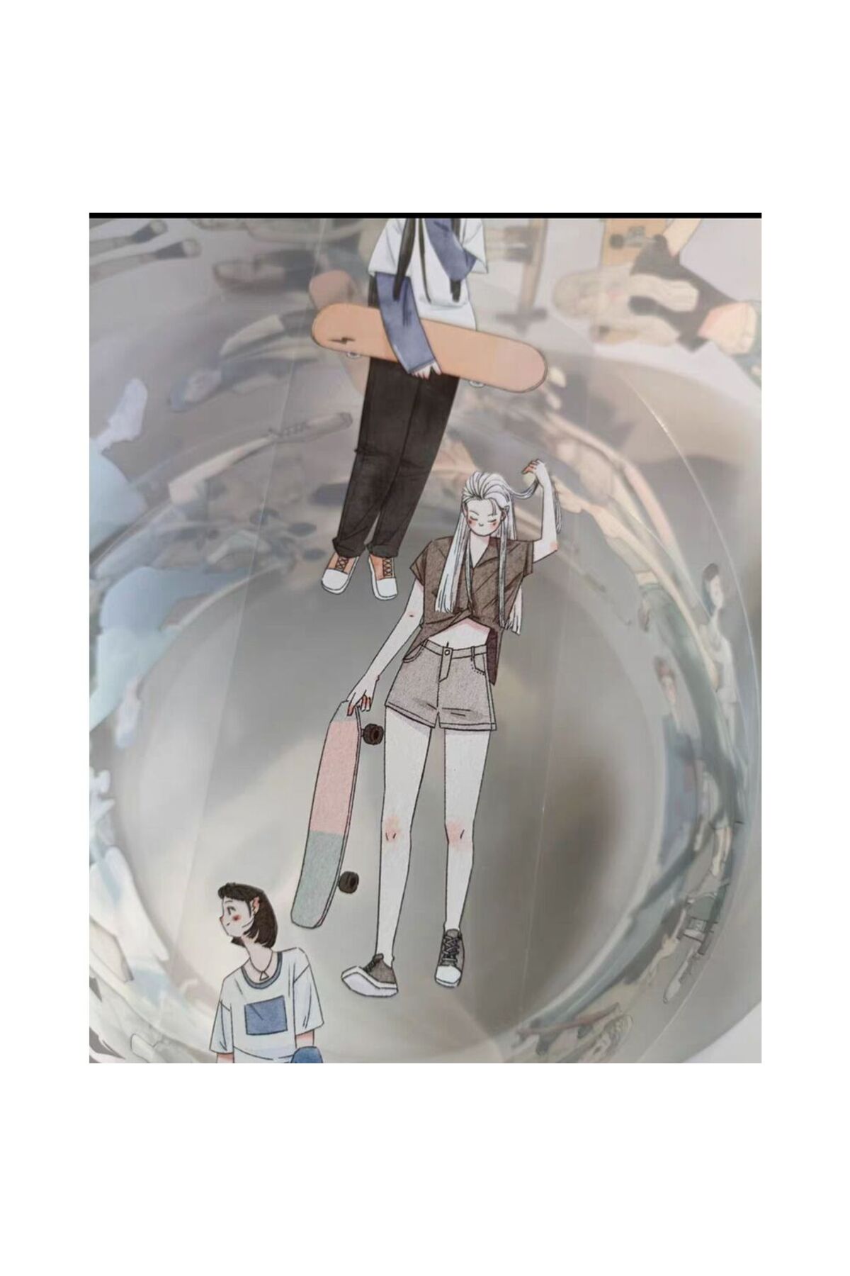 L21-150cm skateboard girl kaykayli kiz PET tape