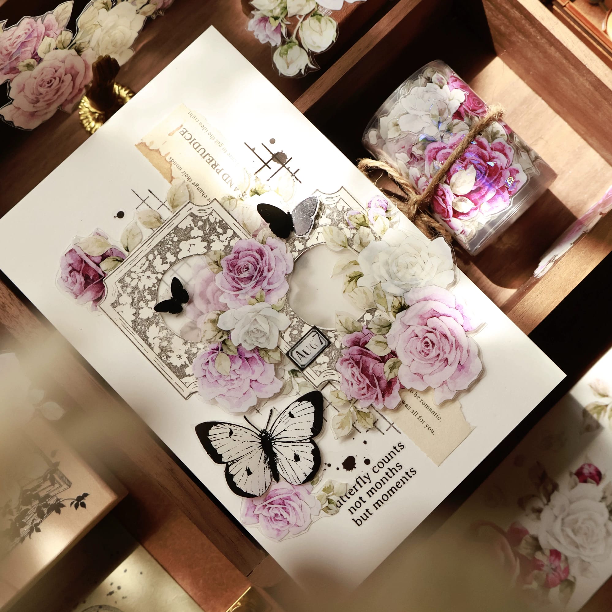 L15-YiEr 100cm mor çiçek kendinde kesimli PET Tape