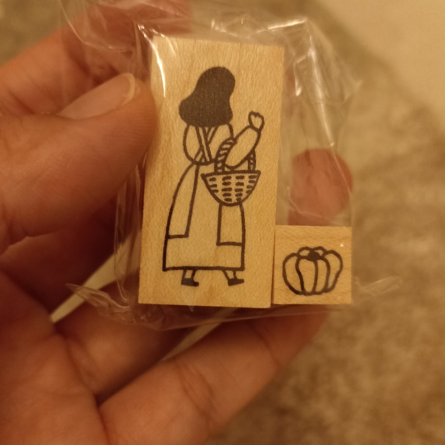 A10-Necktie 2li (kız ve bal kabağı) ahsap stamp seti
