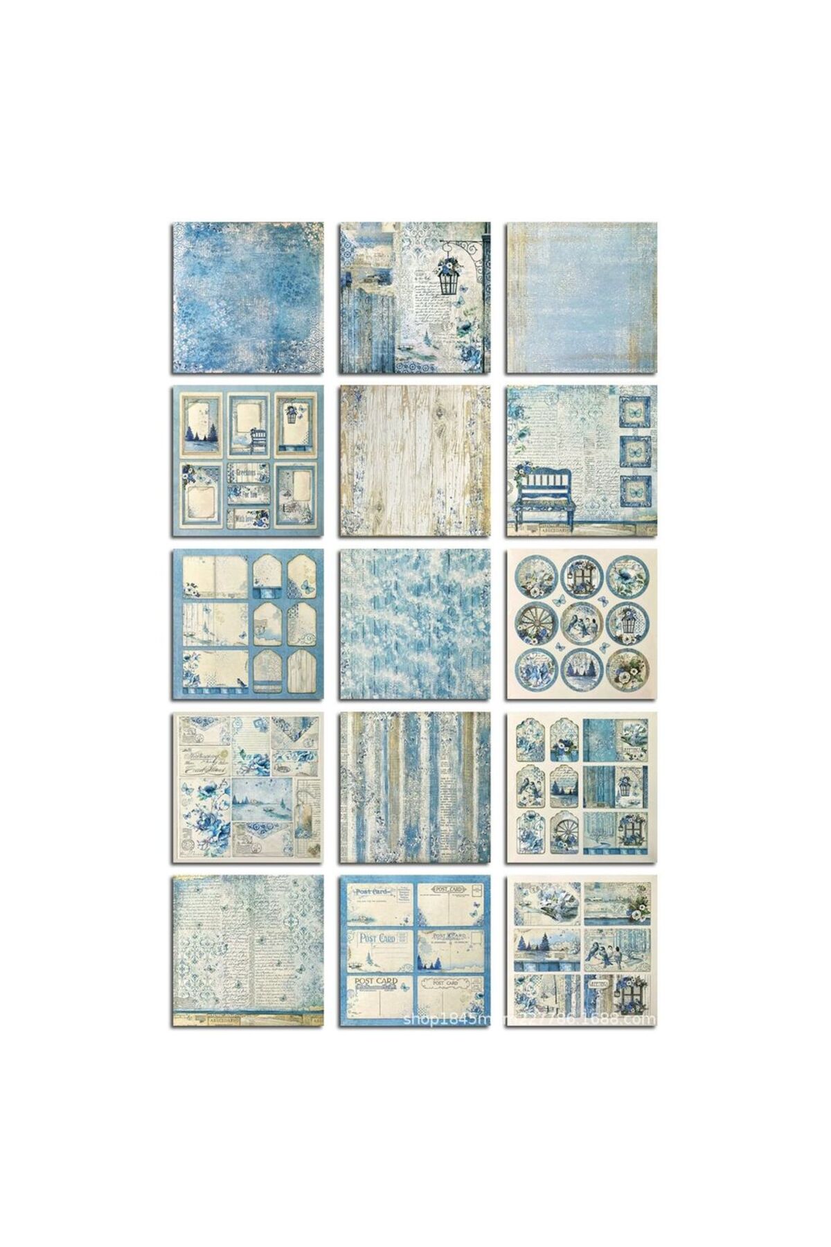 E6-15 sayfa mavi dunya scrapbook kâğıt 32
