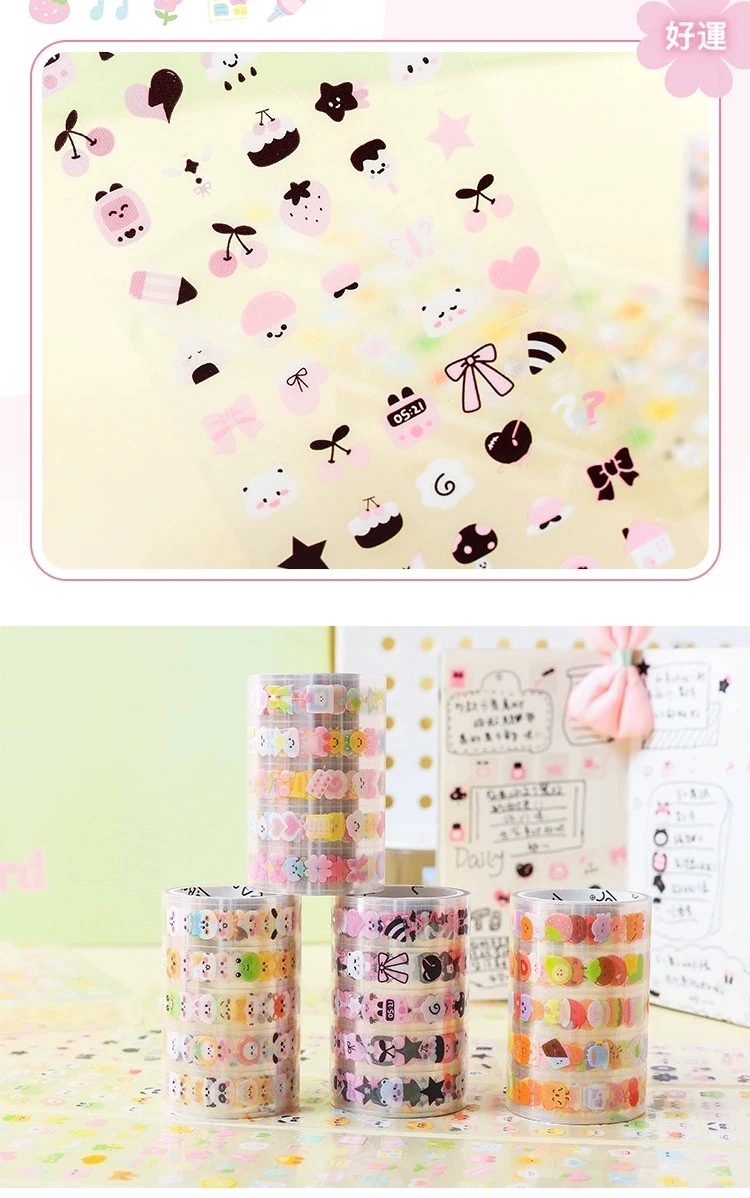 S30-4 adet mini sticker kawaii PET tape kendinden kesimli 