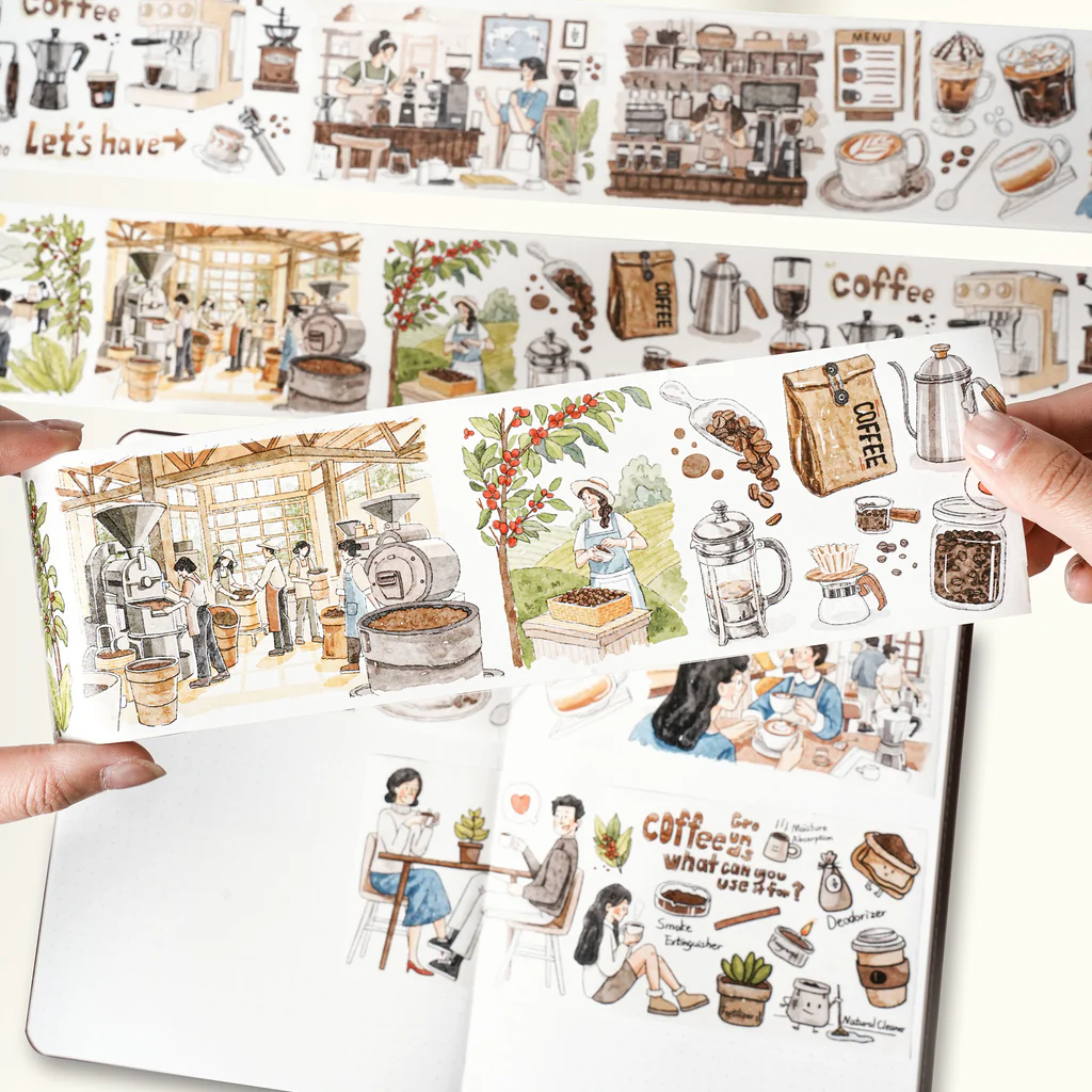 K13-100cm kendinden kesimli Life of Coffee PET Tape