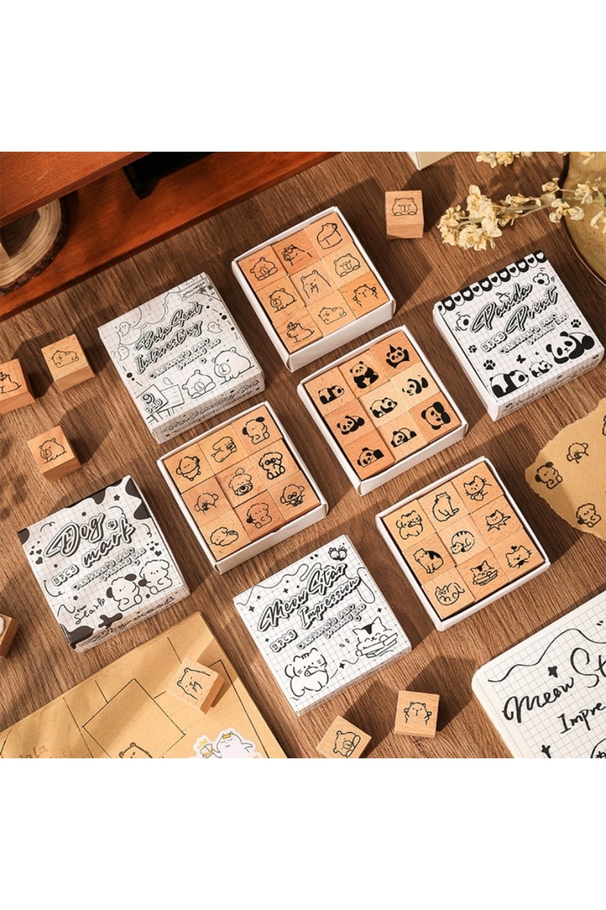 D10-9 adet tatlı hayvan stamp seti - Numara : 3