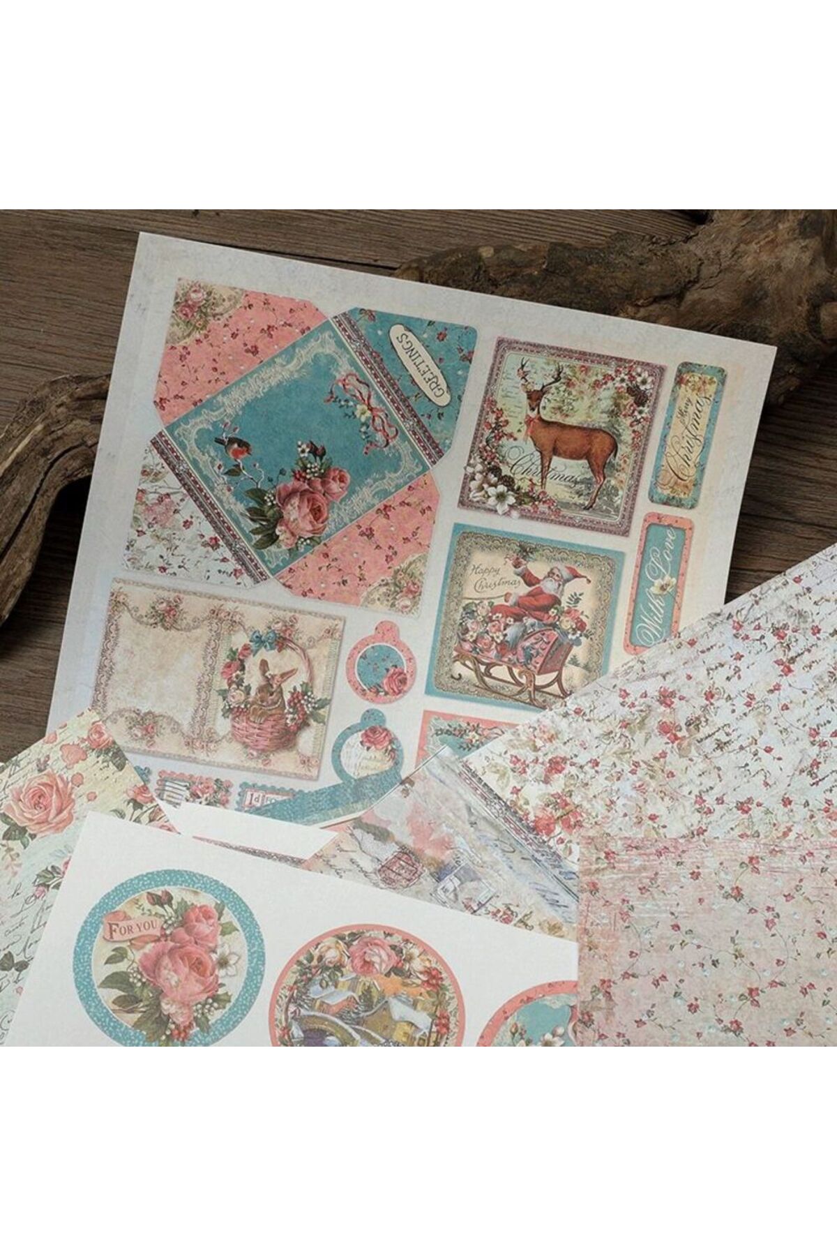 E5-15 sayfa yıl başı temalı scrapbook kâğıt 16