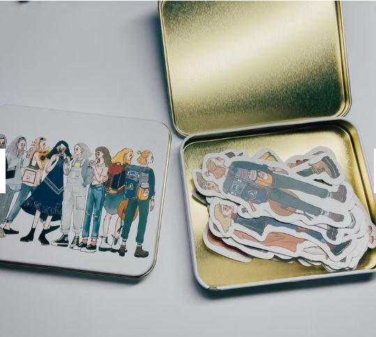 S25-La dolce vita 30 adet  A faraway journey tin box sticker set