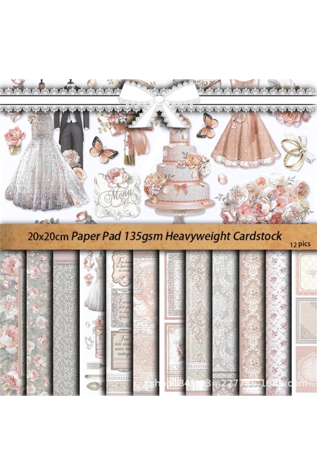 E6-12 sayfa düğün scrapbook kâğıt 50