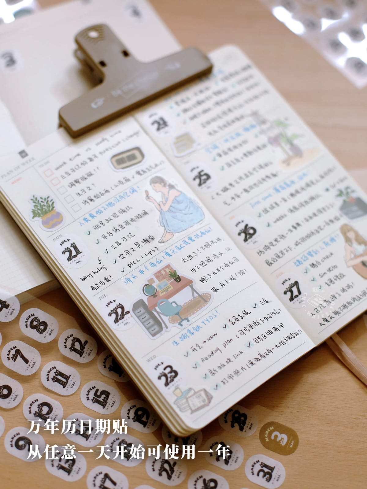 S10-Benstore 12 sayfa kedi tarih washi Sticker 