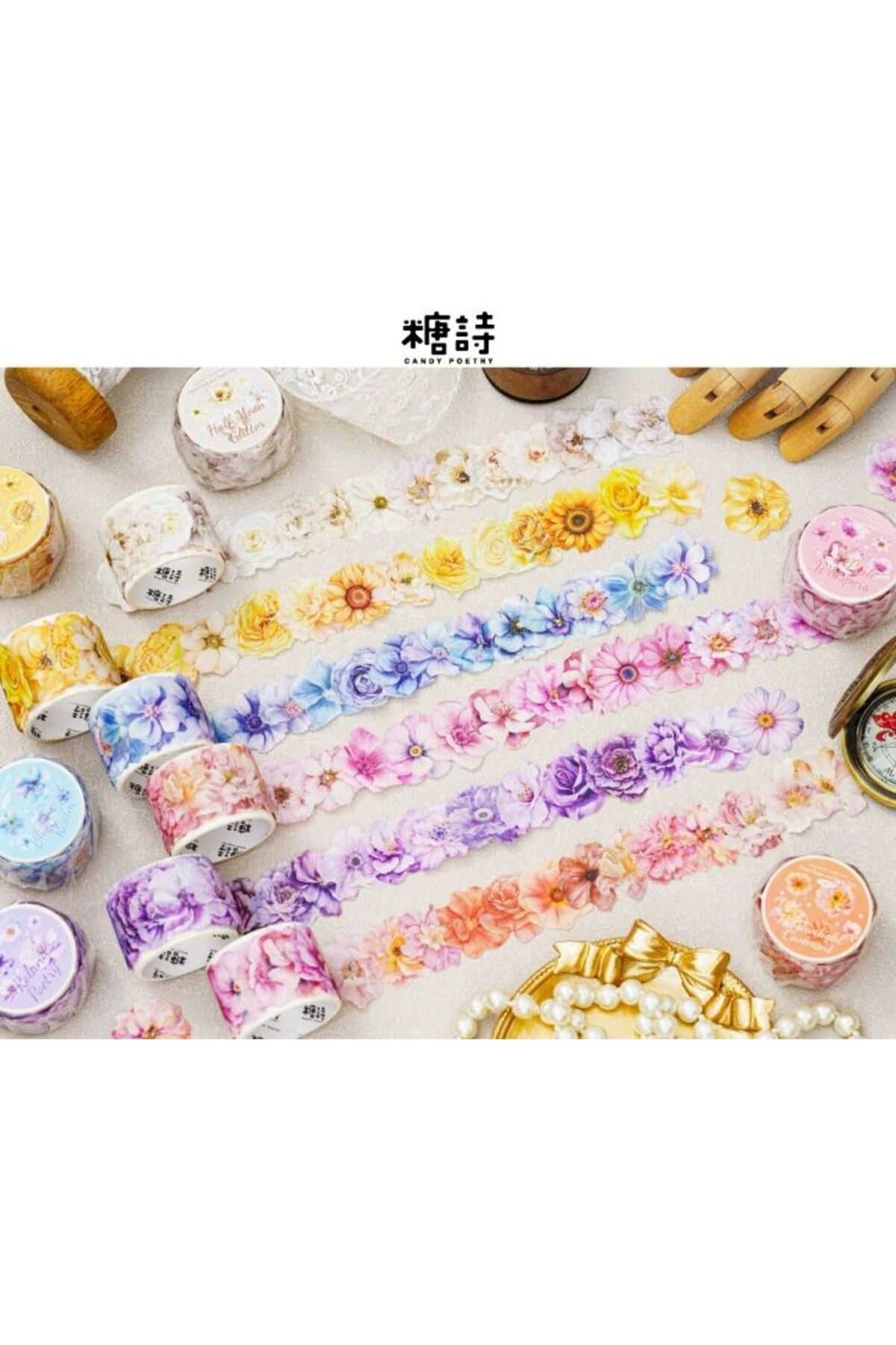 G11-100 adet çiçek washi sticker - Renk : Sarı