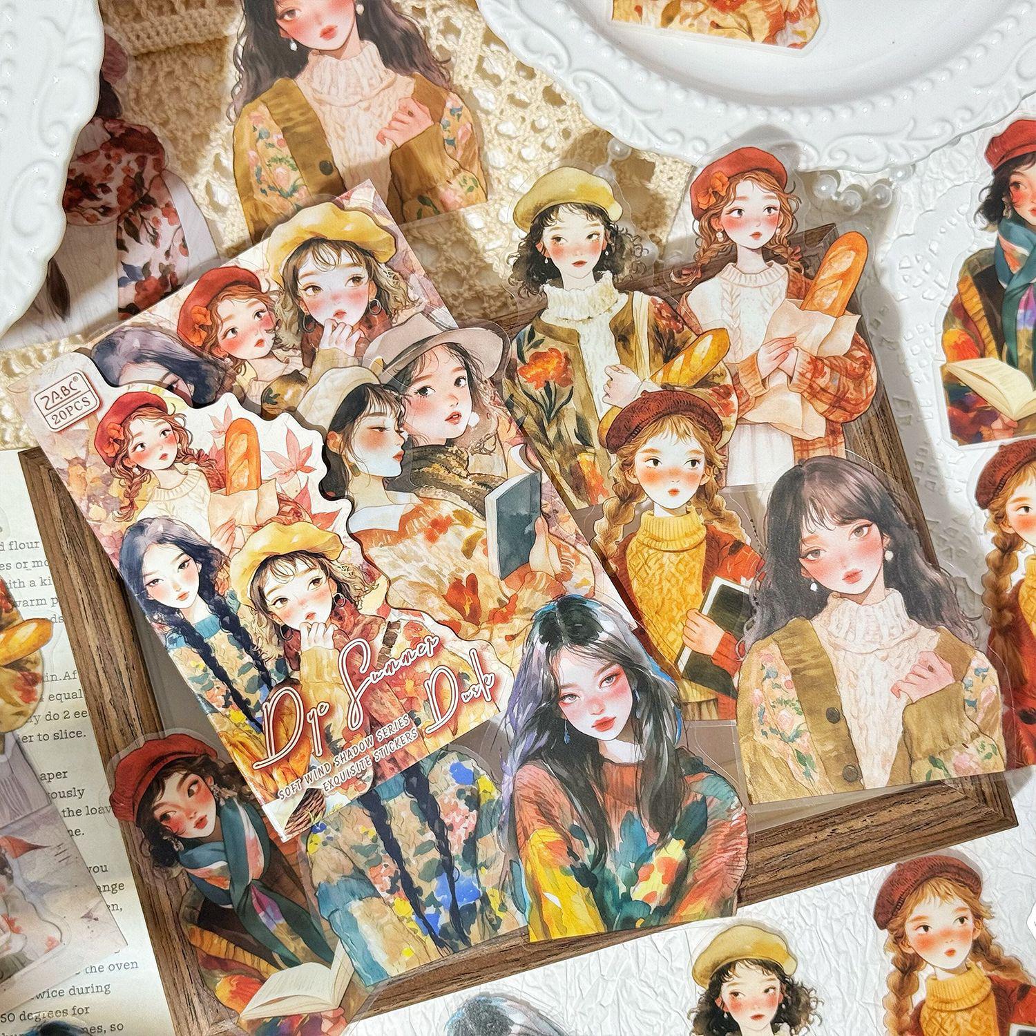 B27-66x80mm 20 adet mor temalı kızlar pet sticker