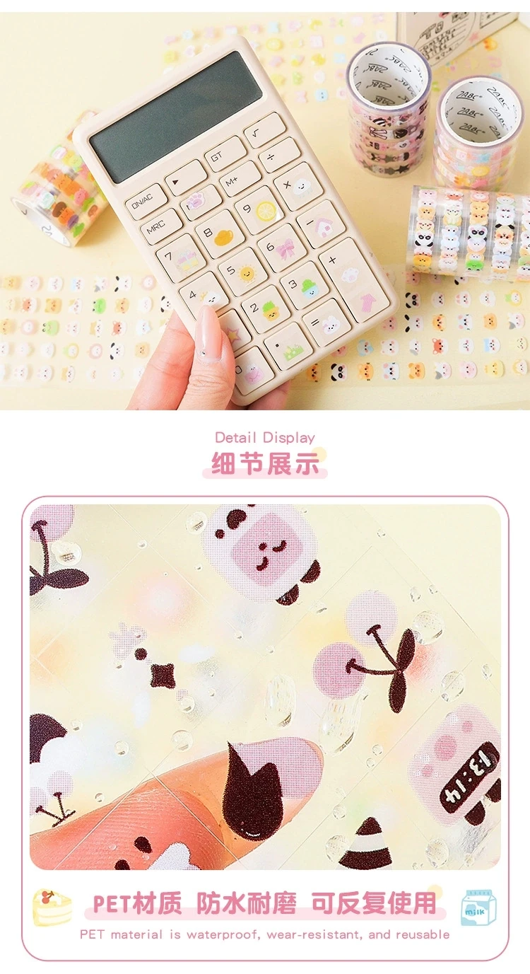 S30-4 adet mini sticker kawaii PET tape kendinden kesimli 