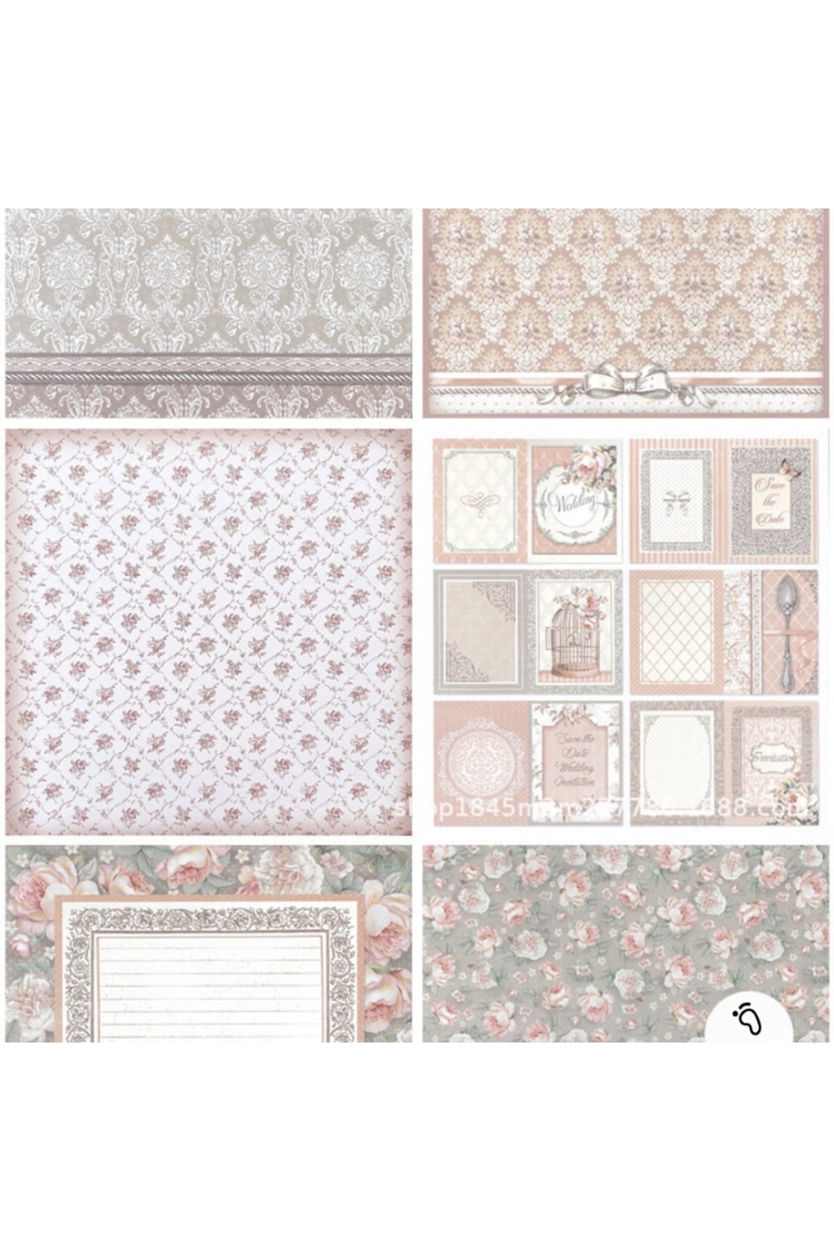 E6-12 sayfa düğün scrapbook kâğıt 50