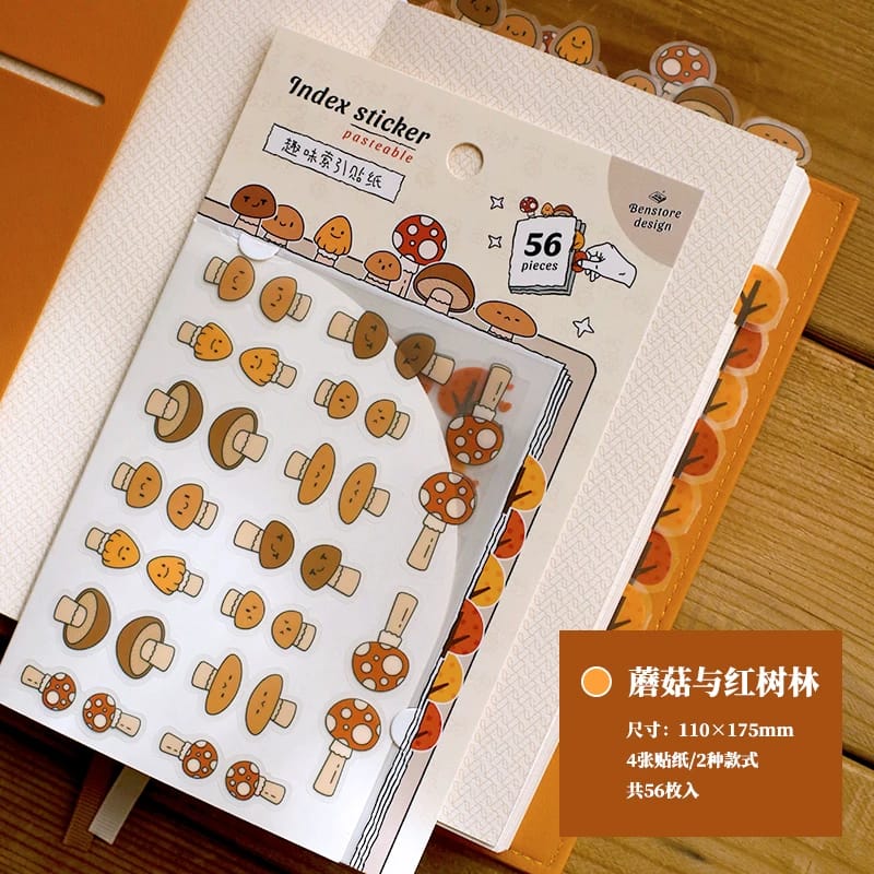 Y19-Benstore 4 sayfa mantar orman index PET Sticker 