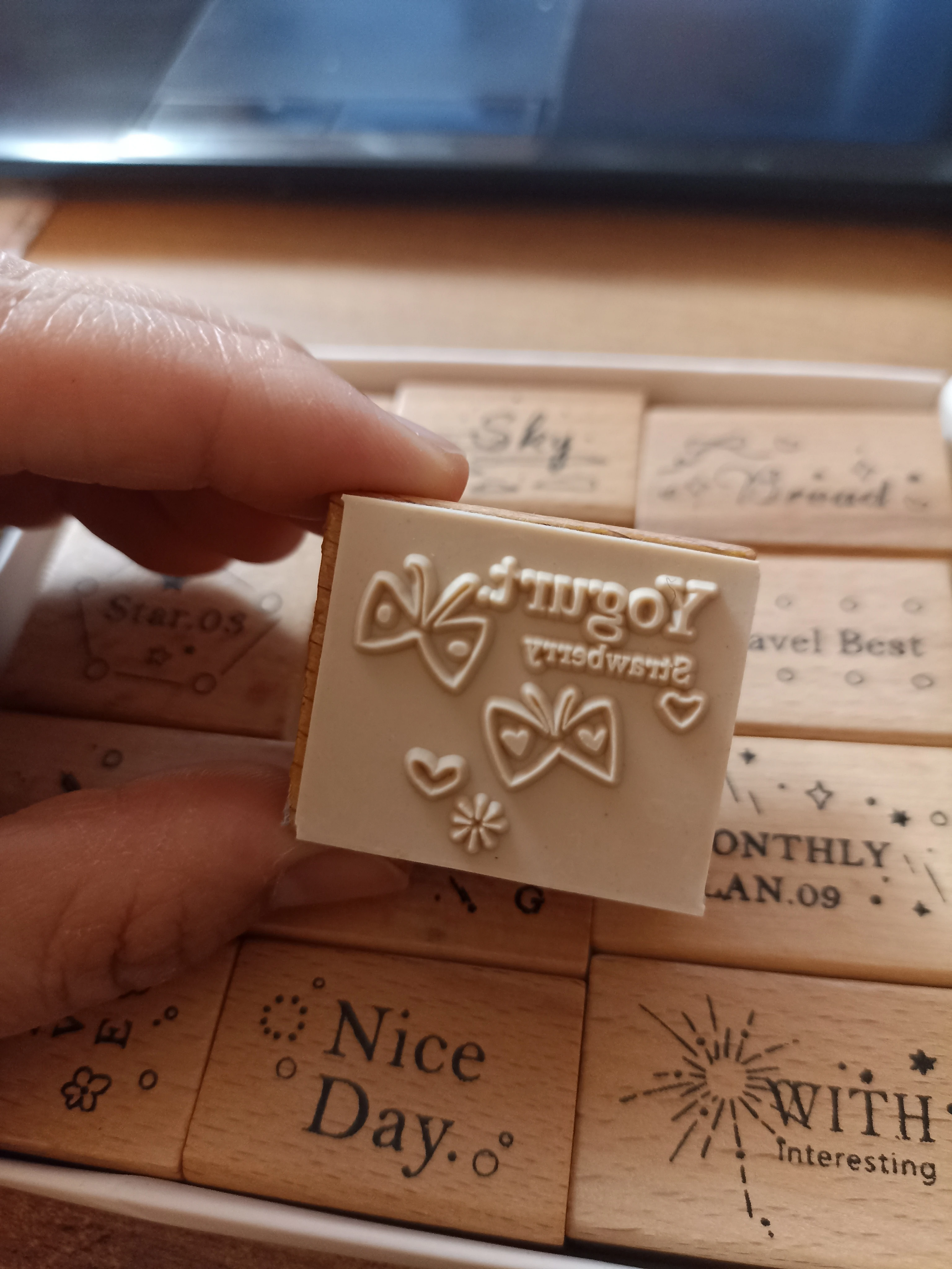 E1-11 adet yazılar ahsap stamp 