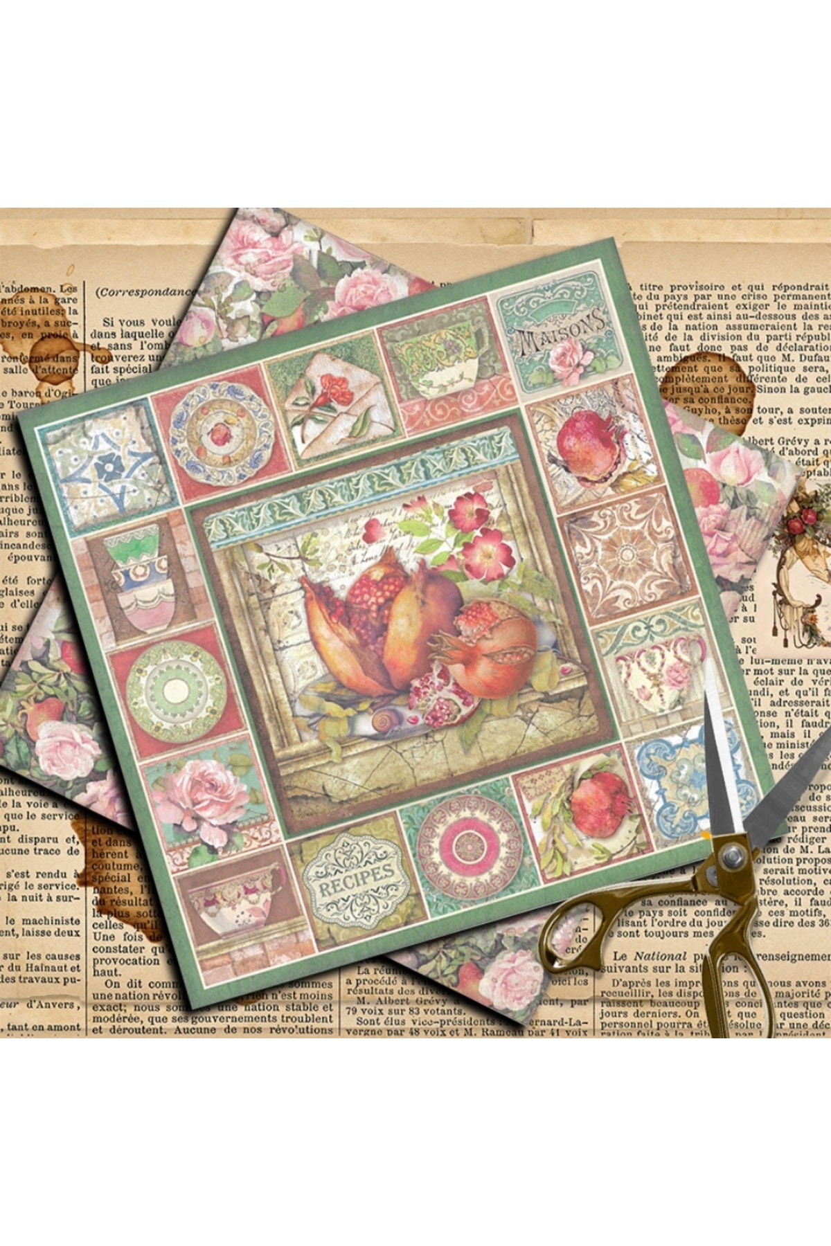 E6-15 sayfa çiçekli scrapbook kâğıt 44